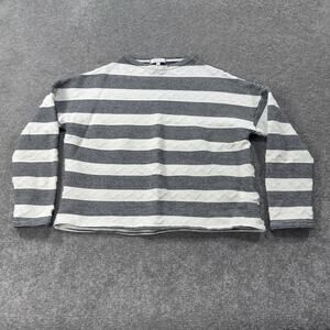 Anthropologie Eri + Ali Crop Stripe Cotton/Spandex Knit Long‎ Sleeve L Chic Cozy
